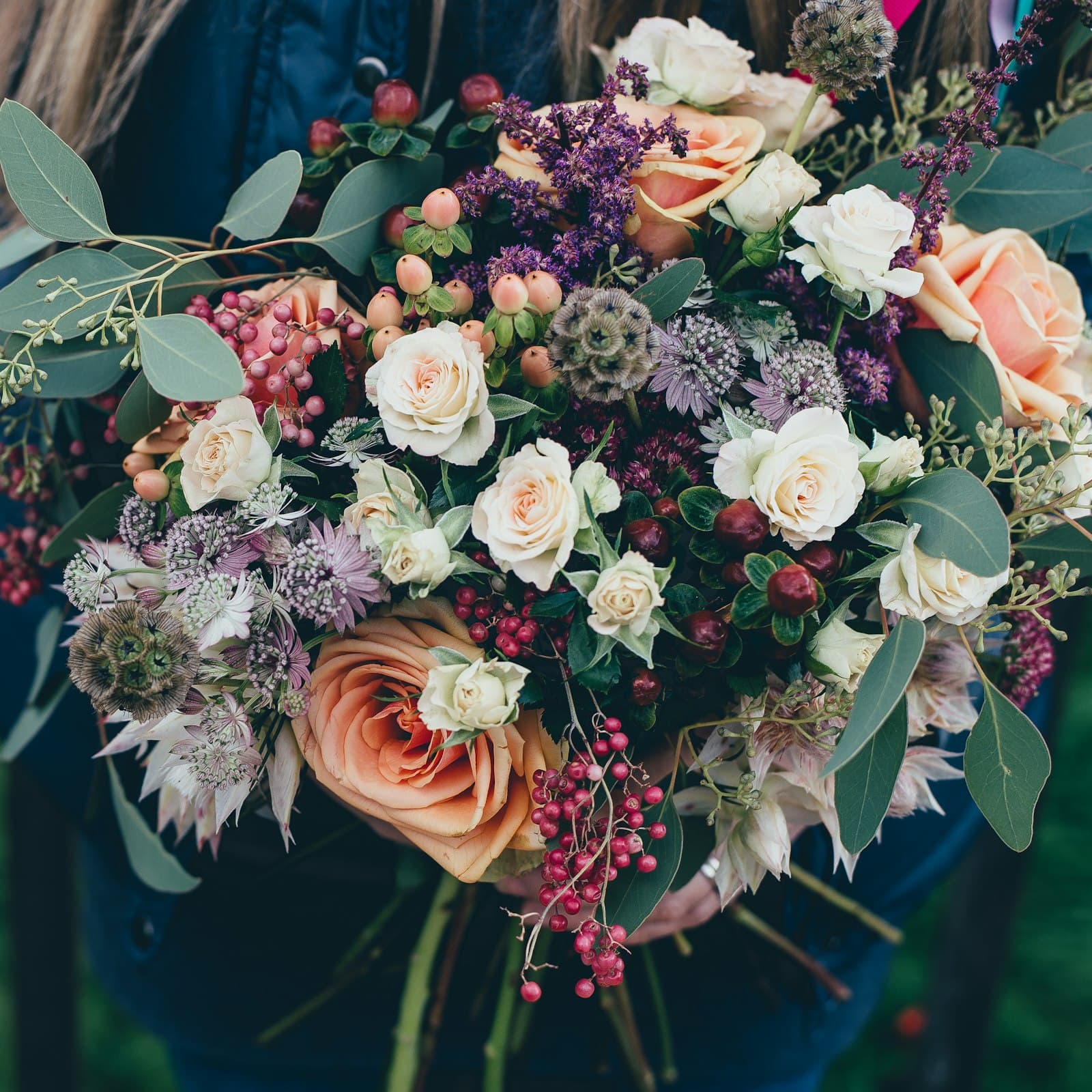 Peach and plum roses